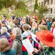 More than 200 Mayday Saxonvale supporters gathered at the Saxonvale site in Frome on May Day