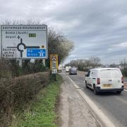 The Edithmead roundabout seen from the A38 Bristol Road in Highbridge